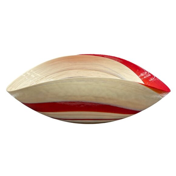 Murano Yalos Art Glass Centerpiece Bowl Rouge Ivory And Red 20" X 11.5" X 7" Dec - Picture 2 of 10